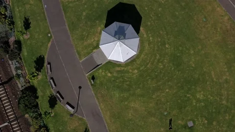 Drone rising Footscray Rotunda 4 Stock Footage