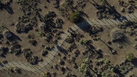 Drone Rising Over Desert Shrubs in Lancaster California Stockbeeldmateriaal 335736139