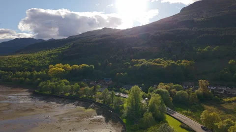 Drone rising over the head of Loch Long in the Scottish Highlands Vídeos de archivo 337022366