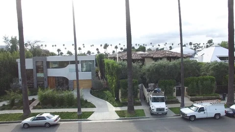 Drone Rising with Palm Trees Stock Footage 105939046