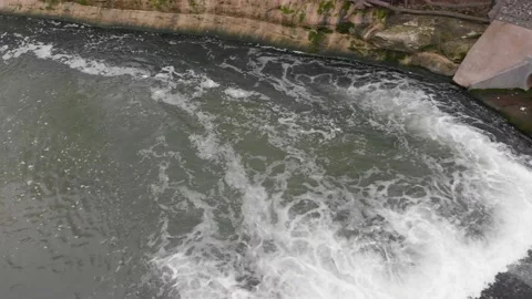 Drone river skyline view Stock Footage 162504133