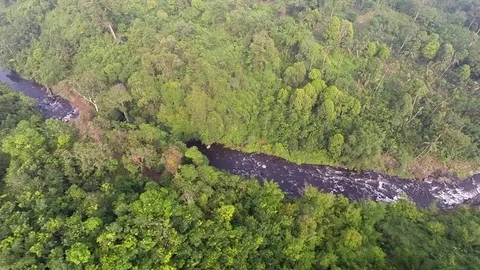 DRONE RIVER IN SUMATRA 스톡 동영상 75335694