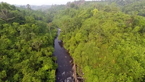 DRONE RIVER IN SUMATRA 스톡 동영상 75339003