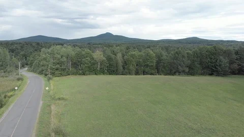 Drone road view in cantons de l'est in Quebec on the Pinnacle Mountain Stock Footage 104362096