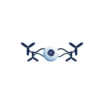 Drone robot with camera and propellers isolated Stock Illustration
