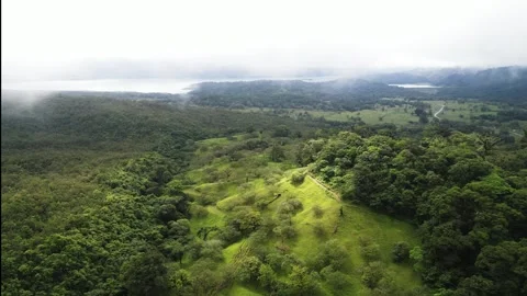 Drone Rolling hills into the clouds of costa rica Video stock 267095976