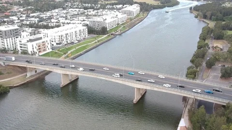 Drone Rotate View over Highway and Green Stock Footage 83023427