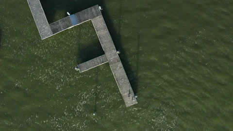 Drone rotating shot over dock in upstate new york Stock Footage 140101721