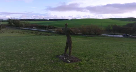 Drone rotation around a wickerman sculpture (CW) 1 動画素材 293840975