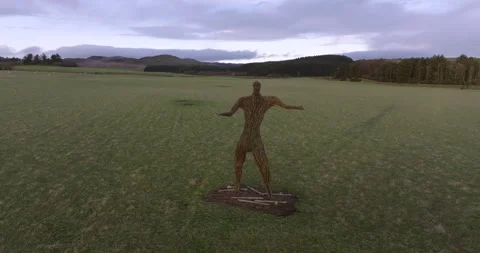 Drone rotation around a wickerman sculpture (CW) 2 動画素材 293841582