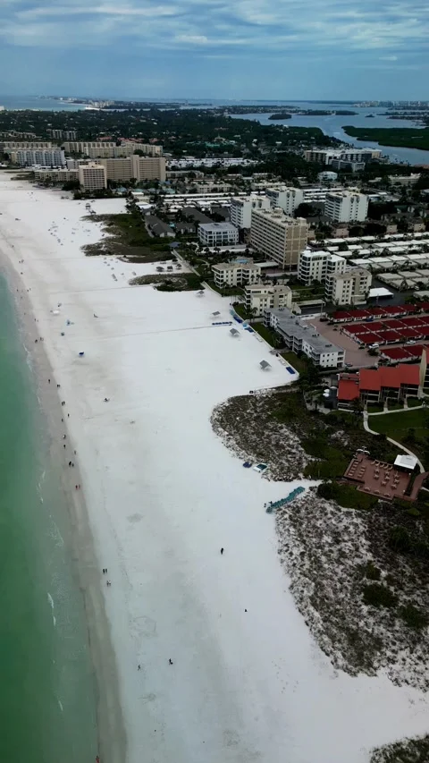Drone Rotation from Siesta Key Beach to Resort Aerial Florida Coast Stock Footage 330753572