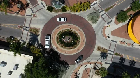 Drone Roundabout top down shot Sarasota Florida Stock Footage 108178981