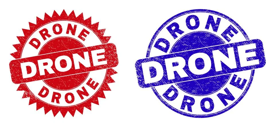 DRONE Rounded and Rosette Seals with Unclean Texture 스톡 일러스트