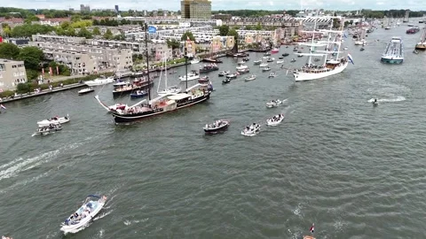 Drone of Sail 2025 Amsterdam Stock Footage 317445797