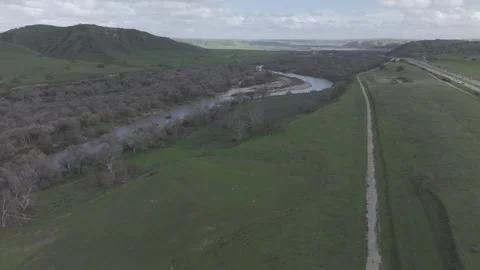 Drone Salinas River to the 101 Highway in Central California Stock Footage 265198119