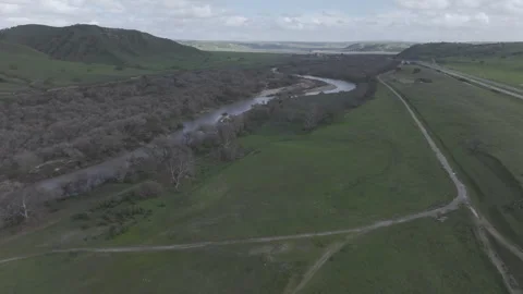 Drone Salinas River and 101 Highway in Central California Stock Footage 265198069