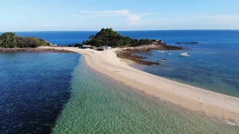 Drone Sand Bar Fly Away Video stock 138937932