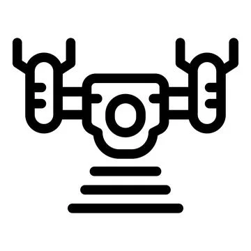 Drone scanning terrain with camera icon outline style Stock Illustration