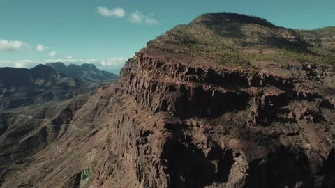 Drone scene of Eroded Cliff at Los Azulejos de Veneguera Canary Islands Vídeo Stock 331144903