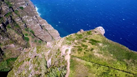 Drone scenic view of dramatic island viewpoint Stock Footage 228884706
