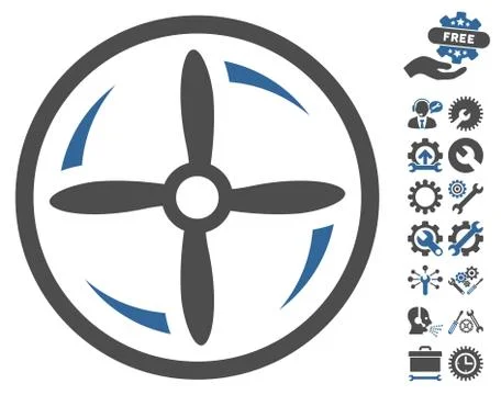 Drone Screw Rotation Vector Icon With Tools Bonus Stock Illustration