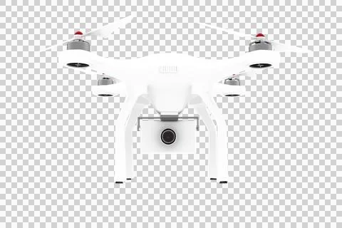 Drone with security camera flying against white background Stock Illustration