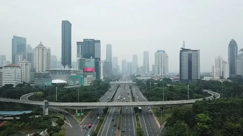 DRONE AT SEMANGGI AT NEW NORMAL Stock Footage 134383199