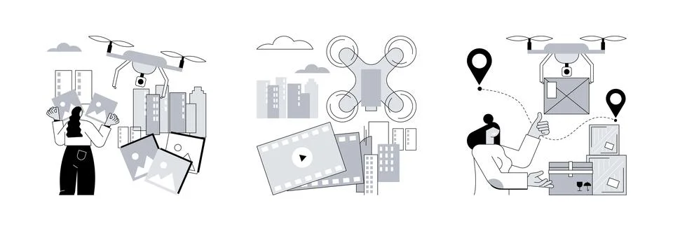Drone service abstract concept vector illustrations. Stock Illustration