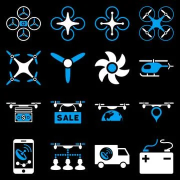 Drone service icon set Ilustración de archivo