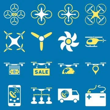 Drone service icon set Ilustración de archivo