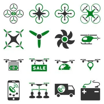 Drone service icon set Stock Illustration