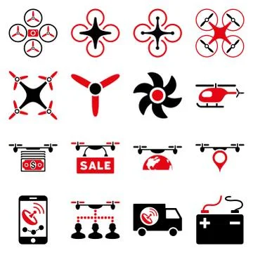 Drone service icon set Stock Illustration
