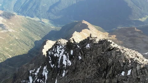 Drone  a sharp Alpine mountain ridge. Video stock 325328777