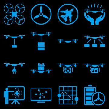 Drone shipment icon set 스톡 일러스트