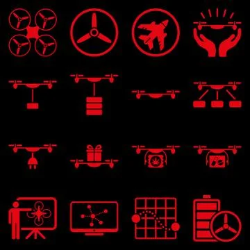 Drone shipment icon set Stock Illustration