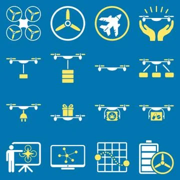 Drone shipment icon set Stock Illustration