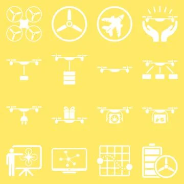 Drone shipment icon set Stock Illustration