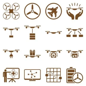 Drone shipment icon set 스톡 일러스트