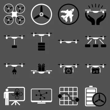 Drone shipment icon set Stock Illustration