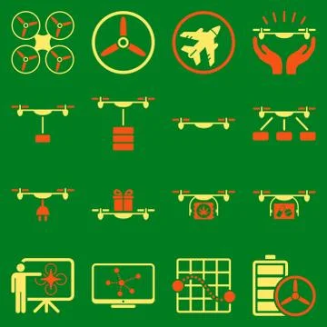 Drone shipment icon set Illustrazione stock