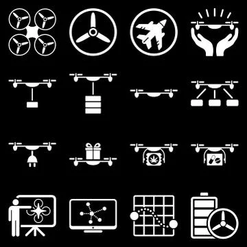 Drone shipment icon set Illustrazione stock