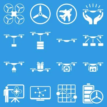 Drone shipment icon set Stock Illustration