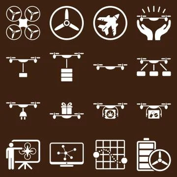 Drone shipment icon set 스톡 일러스트