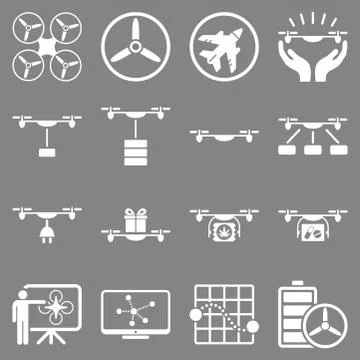 Drone shipment icon set Stock Illustration