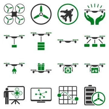 Drone shipment icon set 스톡 일러스트
