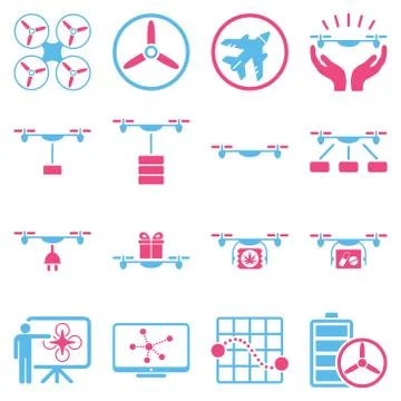 Drone shipment icon set 스톡 일러스트