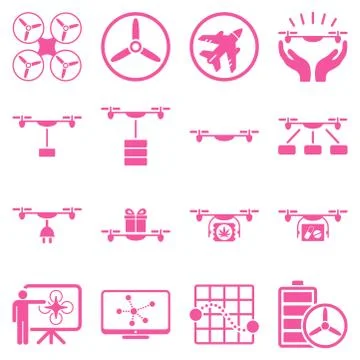 Drone shipment icon set 스톡 일러스트
