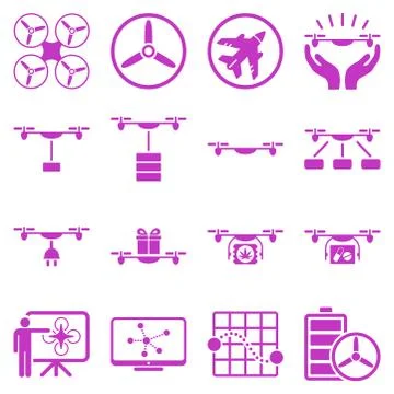 Drone shipment icon set 스톡 일러스트
