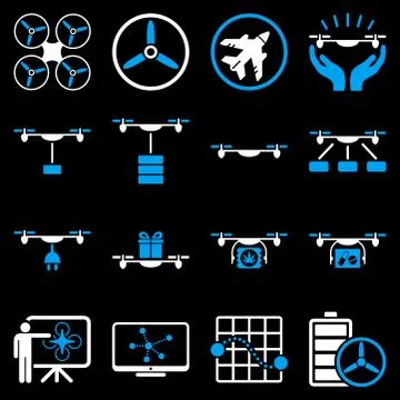 Drone shipment icon set Stock Illustration