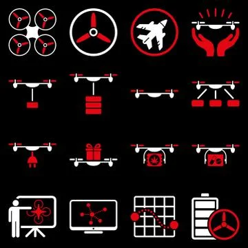 Drone shipment icon set Stock Illustration